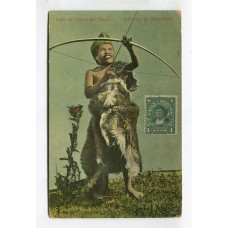 INDIO DE TIERRA DEL FUEGO ESTRECHO DE MAGALLANES CHILE ANTIGUA TARJETA POSTAL ABORIGENES